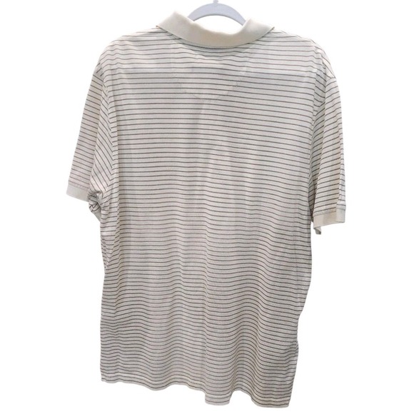 Roundtree & Yorke Polo Shirt Men Mercerized Cotton Stripes Beige SZ Large #452 - Picture 3 of 7